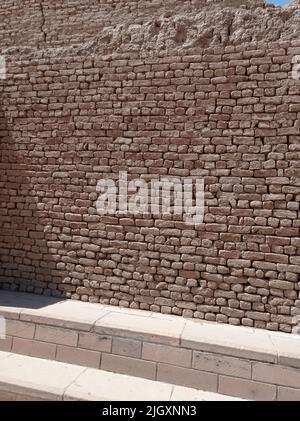 Texture of an old wall made with stone bricks of sandstone in Egypt, Africa Stock Photo