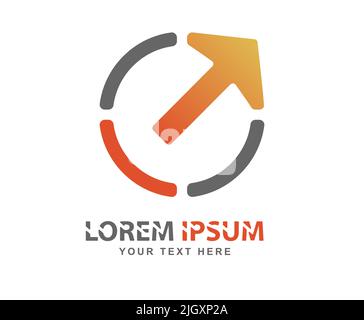 Abstract circular logo with an arrow. Vector template for a logo, brand or sticker. Flat style Stock Vector