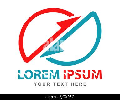 Abstract circular logo with an arrow. Vector template for a logo, brand or sticker. Flat style Stock Vector