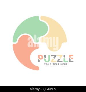Puzzle. Vector template for logo, brand, label or sticker. Flat style Stock Vector