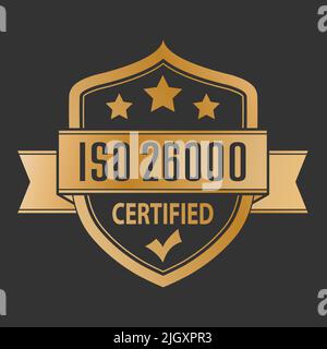 ISO 26000. The logo of standardization for websites, applications and thematic design. Flat style Stock Vector