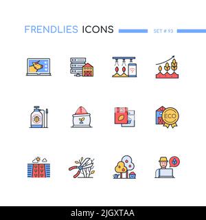 Livestock and farming - modern line design style icons set Stock Vector