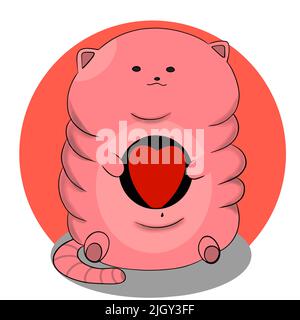 Funny angry cat face with a pink heart nose Vector Image