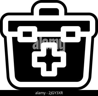 Plastic products first aid kit icon . Stock Vector