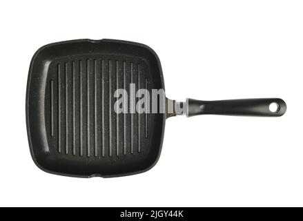 Black nonstick square grill pan isolated on white background Stock Photo