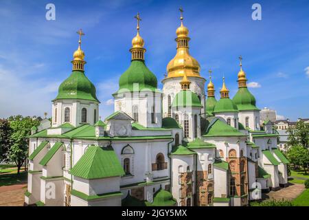 Above Sophia Cathedral in Kyiv at sunny day - Ukraine Stock Photo