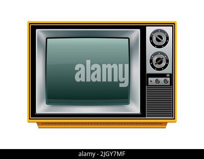 Detailed icon representing yellow retro tv Stock Vector