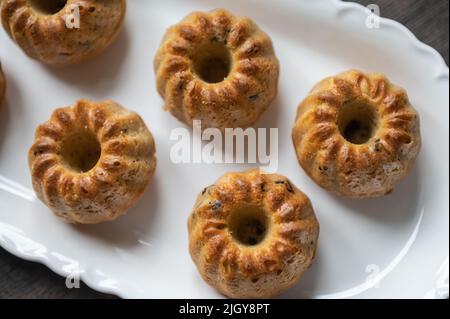 Freshly baked tasty muffins, view from above Stock Photo