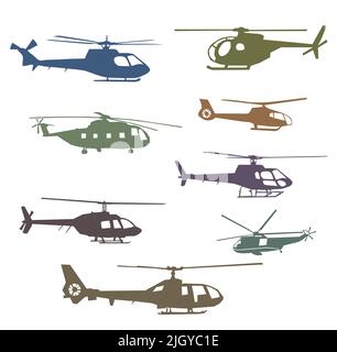 Flying Colorful Helicopters Vector illustration Stock Vector