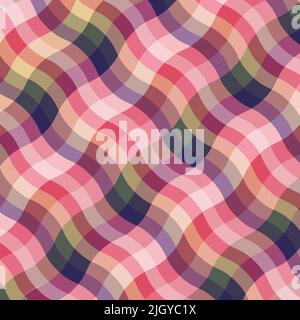 Wavy Pink Yellow Colorful Plaid Pattern Background Stock Vector