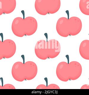 Apples seamless vector pattern on white Stock Vector