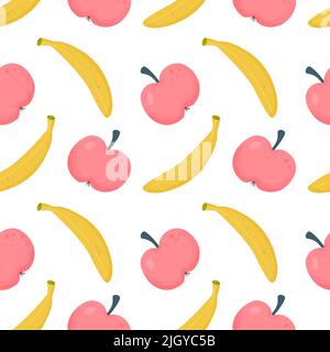 Apples and bananas seamless pattern Stock Vector