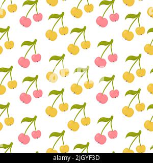 Red and yellow cherries seamless pattern Stock Vector