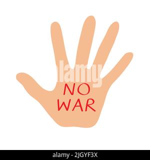 No war inscription on the palm hand. Antimilitarist vector illustration Stock Vector