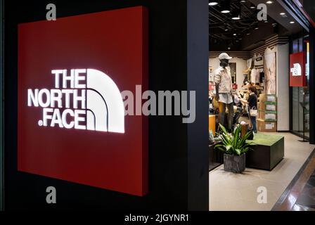 American outdoor clothing brand The North Face store in Hong Kong. Stock Photo