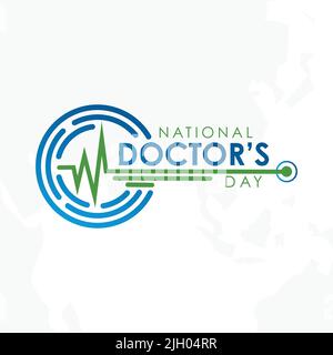 Typography letter National Doctors Day with Pulse. Letter National Doctors Day for element design. Vector illustration EPS.8 EPS.10 Stock Vector