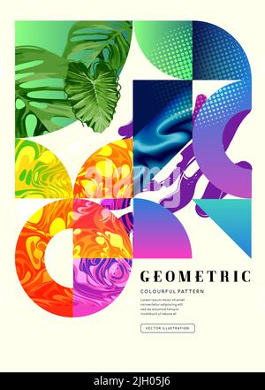 Bright and bold geometric textures and patterns creative background. Vector illustration Stock Vector