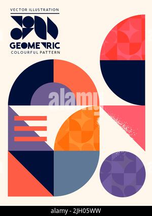 Modern geometric colourful shapes and pattern background. Vector illustration Stock Vector
