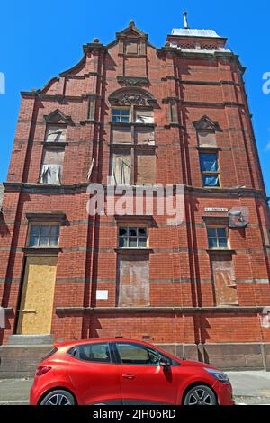 Former Free Library and Municipal College Gymnasium stone - 101 Railway Rd, Leigh WN7 4AD Stock Photo
