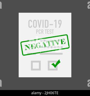 Covid-19 test negative result certificate, vector illustration Stock Vector