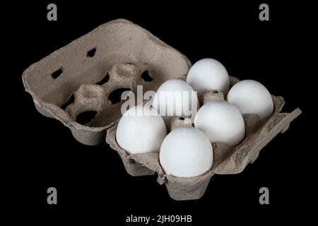 White eggs in the box Stock Photo