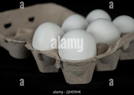 White eggs in the box Stock Photo