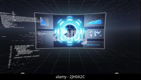 Image of data processing on moving screen Stock Photo - Alamy