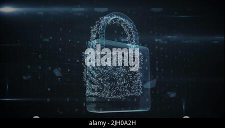 Image of numbers and online security padlock Stock Photo