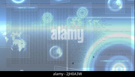 Image of data processing on screens and scopes scanning Stock Photo