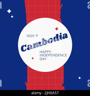 Composition of cambodia happy independence day text over flag of cambodia Stock Photo