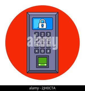 intercom is hanging on the wall. device for home security. flat vector illustration. Stock Vector