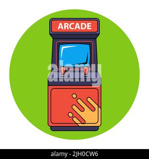 arcade machine on a white background. game from 80s. flat vector illustration Stock Vector