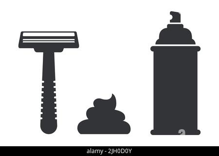 shaving accessories icon. razor and shaving foam. flat vector illustration. Stock Vector