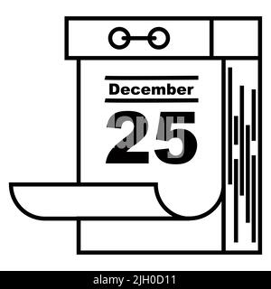 tear-off calendar with christmas date. advent of the new year. flat vector illustration. Stock Vector