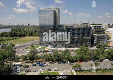 Bucharest, Romania - July 11, 2022: Details from the Pipera area, the corporate and financial part of the city. Stock Photo