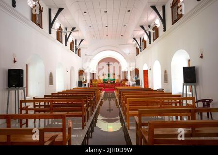 TRINCOMALEE, SRI LANKA - FEBRUARY 10, 2020: Interior of St. Mary's Cathedral Stock Photo
