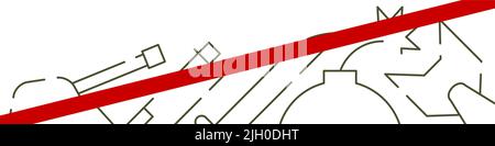 Horizontal anti-war banner. Red backslash line. Flat vector illustration isolated on white background. Stock Vector