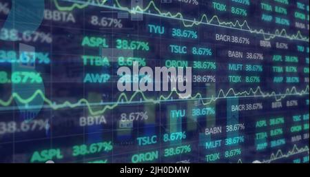 Image of financial data processing over graphs and charts Stock Photo