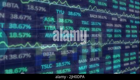 Image of financial data processing over graphs and charts Stock Photo