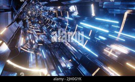 3D illustration Background for advertising and wallpaper in sci fi and technology innovation scene. 3D rendering in decorative concept. Stock Photo