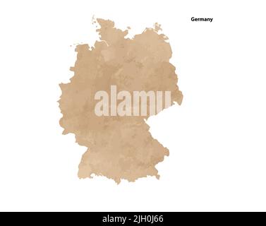 Old vintage paper textured map of Germany Country - Vector illustration Stock Vector