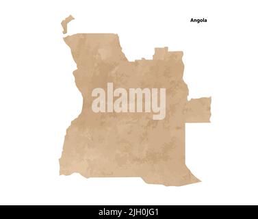 Old vintage paper textured map of Angola Country - Vector illustration Stock Vector