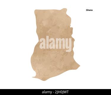 Old vintage paper textured map of Ghana Country - Vector illustration Stock Vector