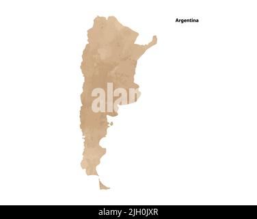 Old vintage paper textured map of Argentina Country - Vector illustration Stock Vector