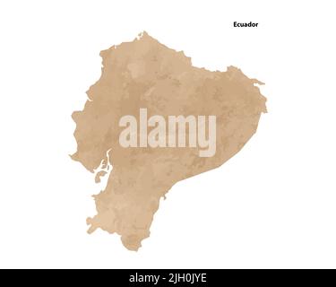 Old vintage paper textured map of Ecuador Country - Vector illustration Stock Vector