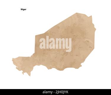 Old vintage paper textured map of Niger Country - Vector illustration Stock Vector