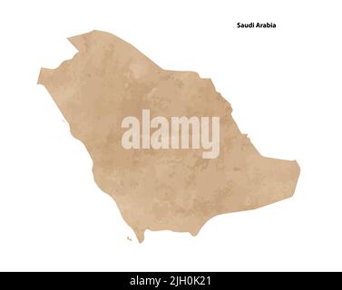 Old vintage paper textured map of Saudi Arabia Country - Vector illustration Stock Vector