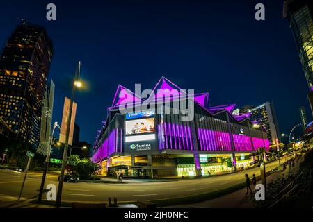 Suntec City view from Raffles Boulevard and Nicoll Highway junction. Stock Photo