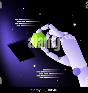 Robotic Illustration. Machine Learning, Artificial Intelligence. Vector illustration Stock Vector