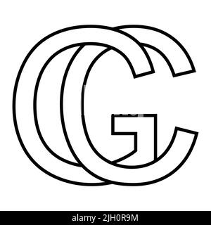 Logo sign gc cg icon nft gc interlaced letters g c Stock Vector